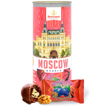 KREMLINA DRIED PLUM IN CHOCOLATE WITH WALNUT IN A TUBE "MOSCOW", 250 g