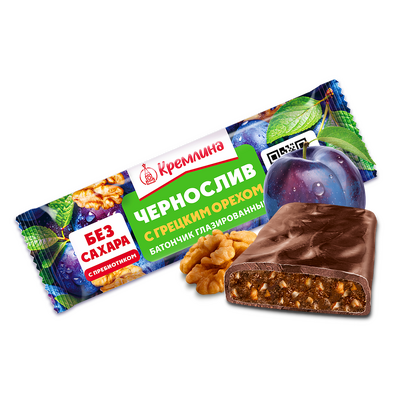 батончик ЧЕРНОСЛИВ КРЕМЛИНА ФИТ БЕЗ САХАРА С ГРЕЦКИМ ОРЕХОМ